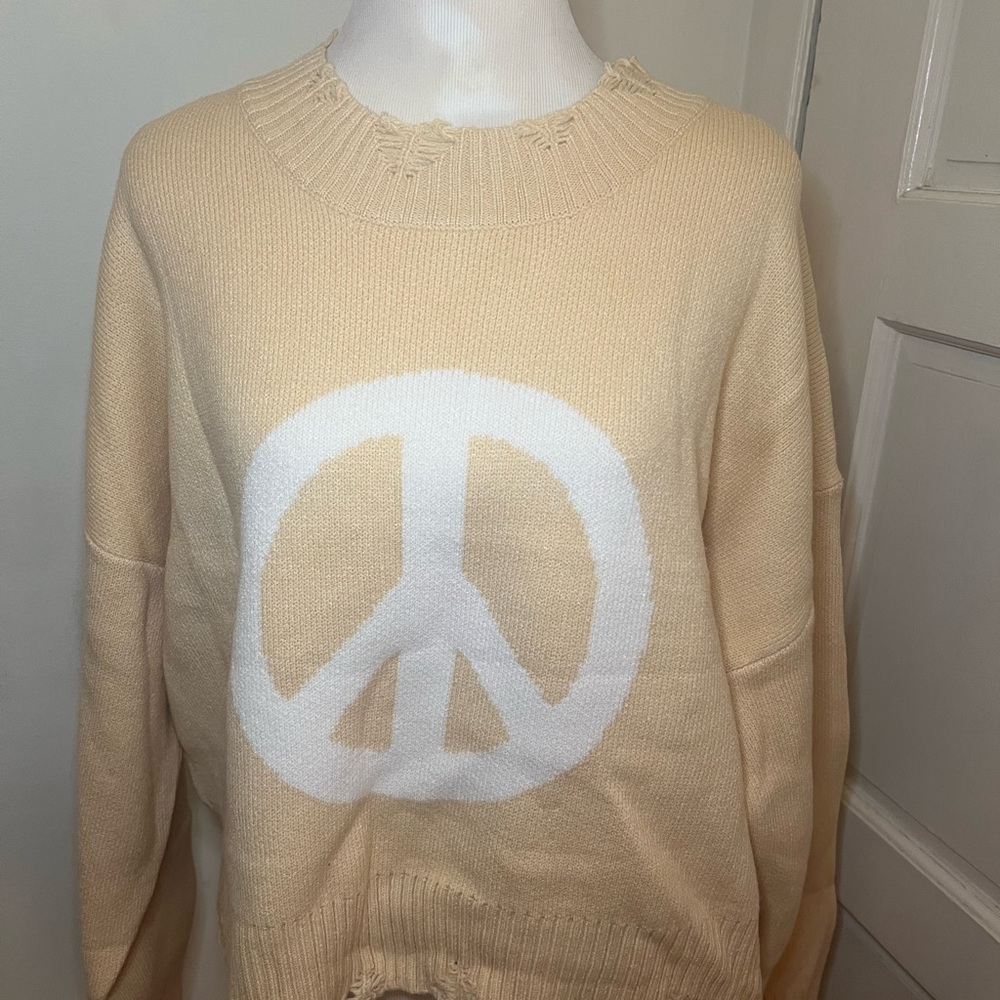 Peace Sign Distressed Sweater - Picture 2 of 10